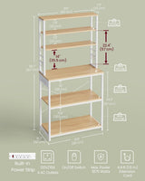 Songmics Home Oak/White Baker's Rack with 4 AC Outlets image 8