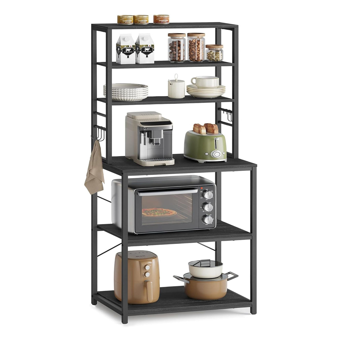 Songmics Home Oak/White Baker's Rack with Charging Station