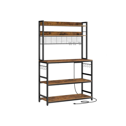 Songmics Home Rustic Brown Baker's Rack with 4 AC Outlets