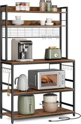 Songmics Home Rustic Brown Baker's Rack with 4 AC Outlets image 2