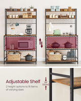 Songmics Home Rustic Brown Baker's Rack with 4 AC Outlets image 4