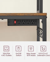 Songmics Home Rustic Brown Baker's Rack with 4 AC Outlets image 8