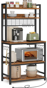 Songmics Home Rustic Brown Baker's Rack with Charging Station image 2