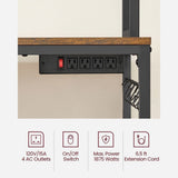 Songmics Home Rustic Brown Baker's Rack with Charging Station image 3