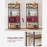 Songmics Home Rustic Brown Baker's Rack with Charging Station image 4