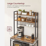 Songmics Home Rustic Brown Baker's Rack with Charging Station image 6
