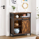 Songmics Home Rustic Brown Cabinet with Sliding Door image 6