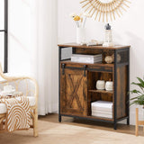 Songmics Home Rustic Brown Cabinet with Sliding Door image 7