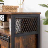 Songmics Home Rustic Brown Cabinet with Sliding Door image 8