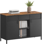 Songmics Home Rustic Brown/Black Metal Buffet Cabinet image 2
