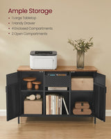 Songmics Home Rustic Brown/Black Metal Buffet Cabinet image 4