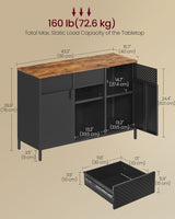 Songmics Home Rustic Brown/Black Metal Buffet Cabinet image 6
