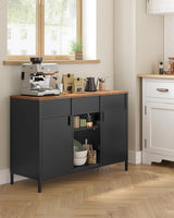 Songmics Home Rustic Brown/Black Metal Buffet Cabinet image 7