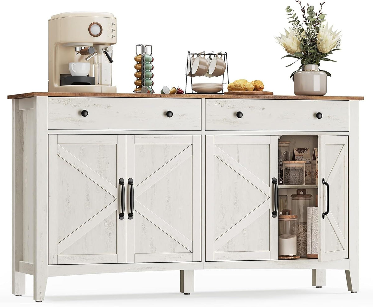 Songmics Home Rustic White/Honey Brown Buffet Cabinet