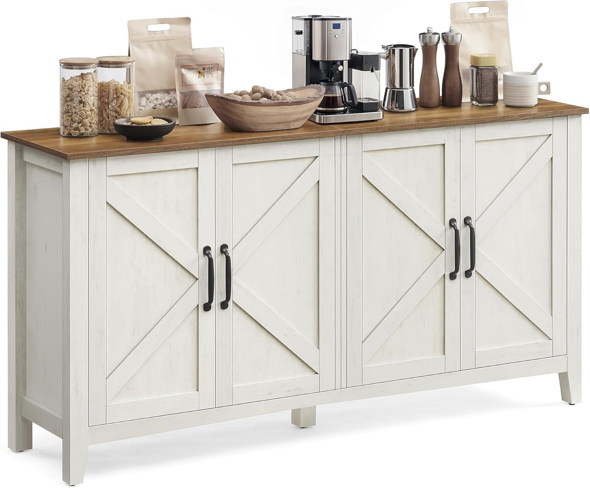 Songmics Home Rustic White/Honey Brown Buffet/Storage Cabinet