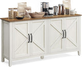 Songmics Home Rustic White/Honey Brown Buffet/Storage Cabinet