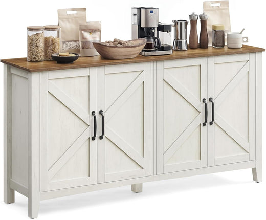 Songmics Home Rustic White/Honey Brown Buffet/Storage Cabinet