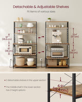 Songmics Home Small Rustic Brown Baker's Rack with 4 AC Outlets image 8