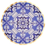 Sophistiplate Moroccan Nights Round Bordered Trimmed Paper Disposable Dinner Plates, Blue/Gold, Tile, 10-in, 8-pk, for Mother's Day/Easter