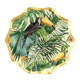 Sophistiplate Palm Spring Round Paper Disposable Appetizer Bowls, Green/Gold, 6.5-in, 8-pk, for Summer Party