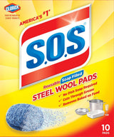 SOS All-Purpose No-Scratch Steel Wool Soap Pads / Scrub Sponges, 10-pk