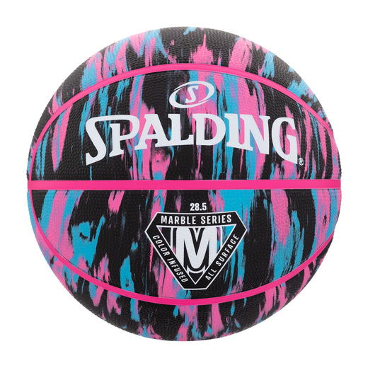 Spalding Marble Series 4Her Outdoor Rubber Basketball, Size 6 (28.5-in), Black/Pink,