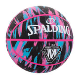 Spalding Marble Series 4Her Outdoor Rubber Basketball, Size 6 (28.5-in), Black/Pink, image 2
