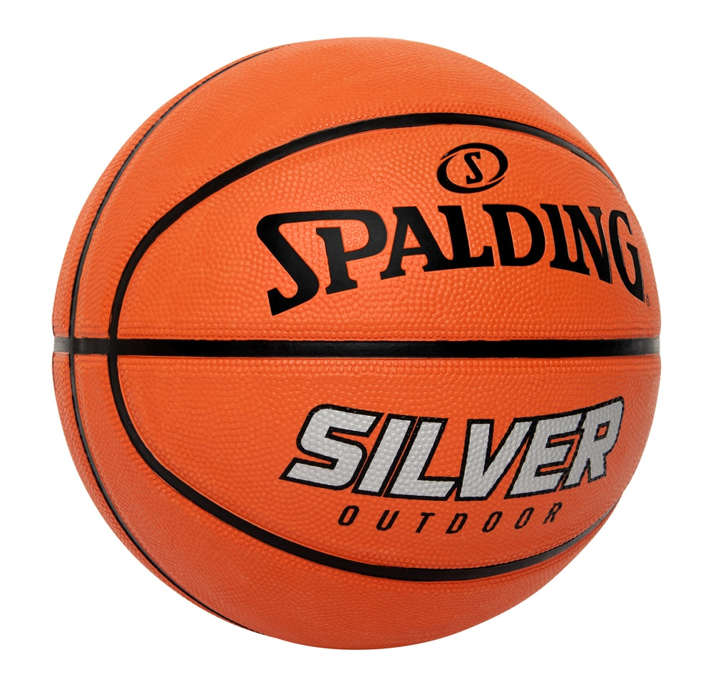 Spalding Silver Outdoor Rubber Basketball, Official Size 7 (29.5-in), Orange