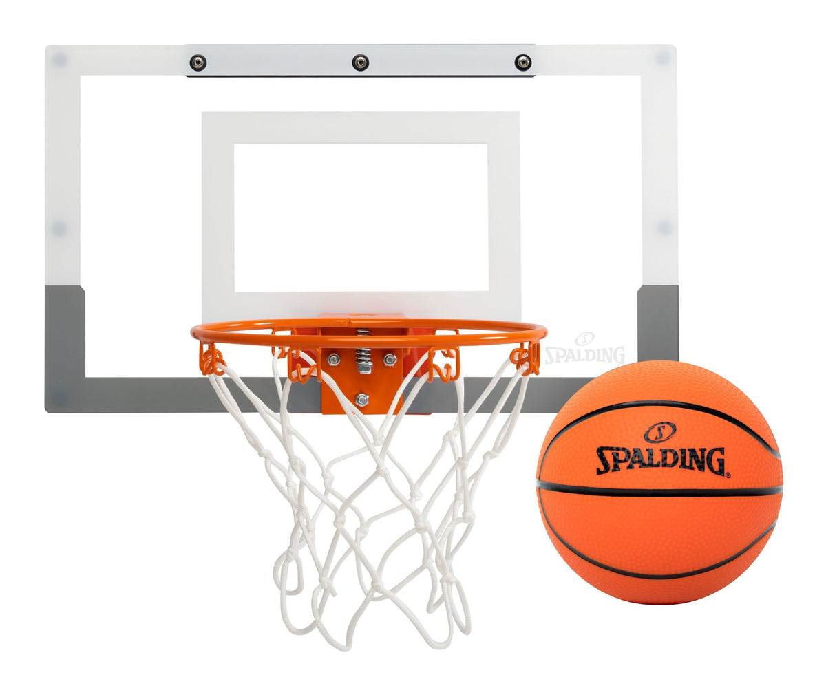 Spalding Slam Jam Indoor Over-the-Door Mounting Mini Basketball Hoop & Net with Ball