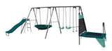 Sportspower Outdoor Ravine Metal Swing Set Combo, 2 Swings, Glider, Trampoline & Saucer