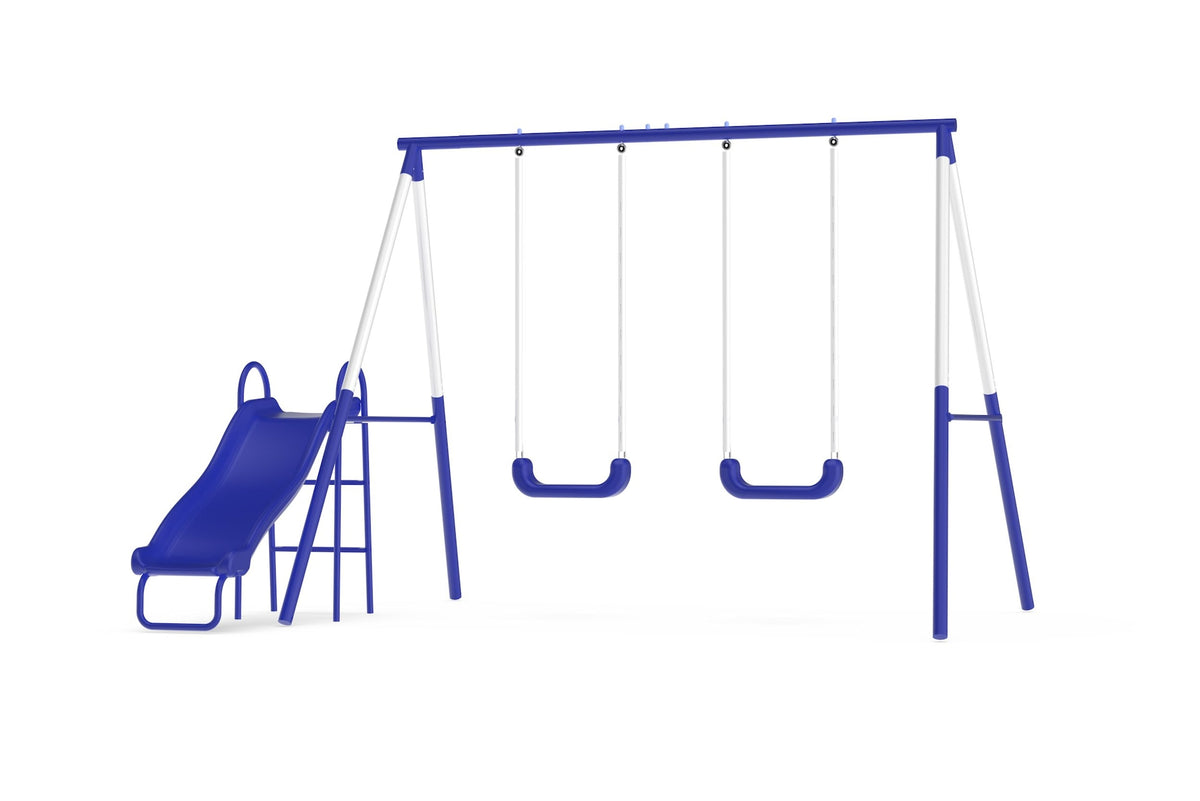 Sportspower Play Time Kids' 3 Station Metal Swing Set with Slide