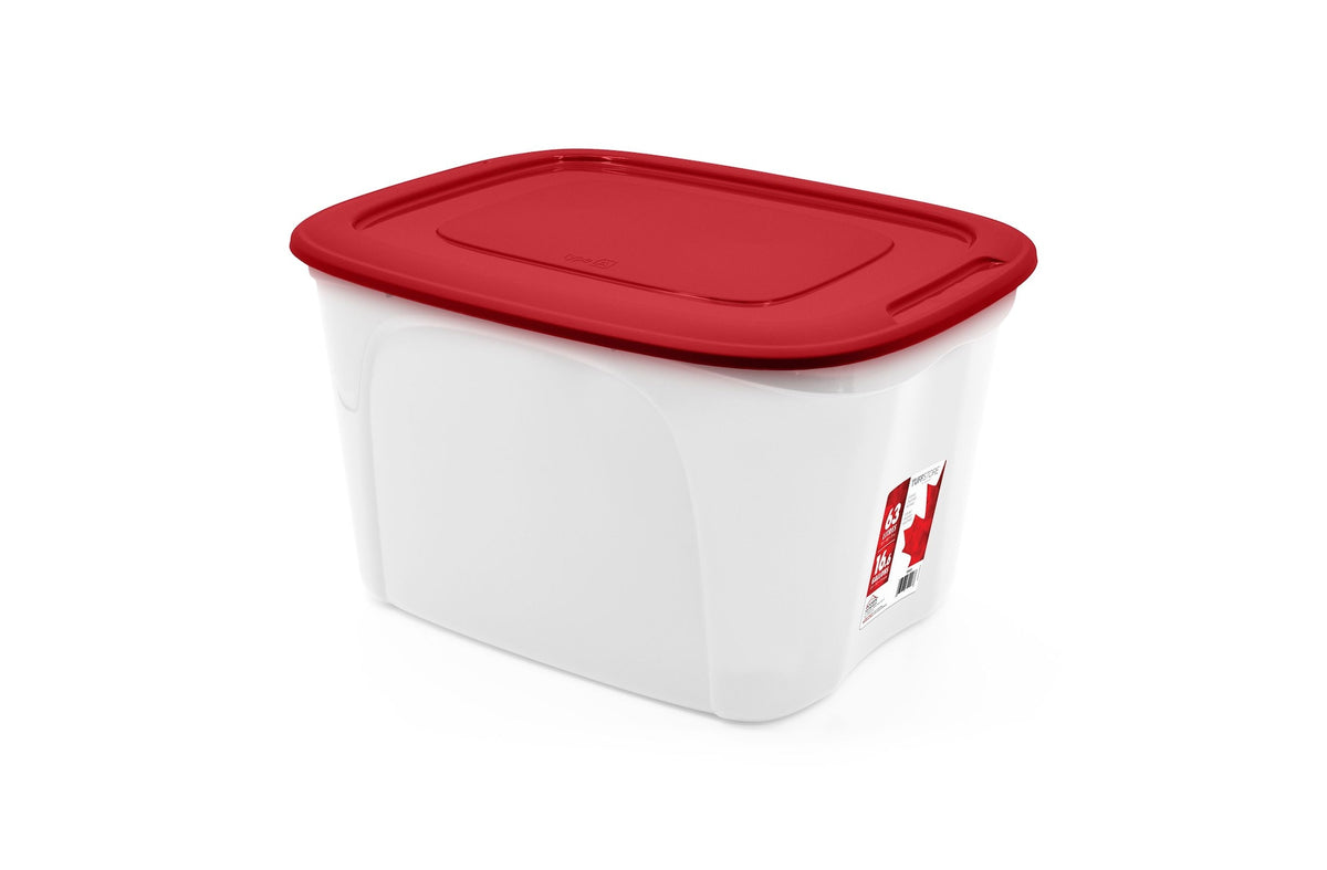 Stackable Storage Box with Lid, 63-L, Red/White, 63 Litre Storage Container