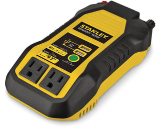 Stanley 500W Inverter & Power Outlet with Battery Clamps, USB Ports, 12V DC Adapter