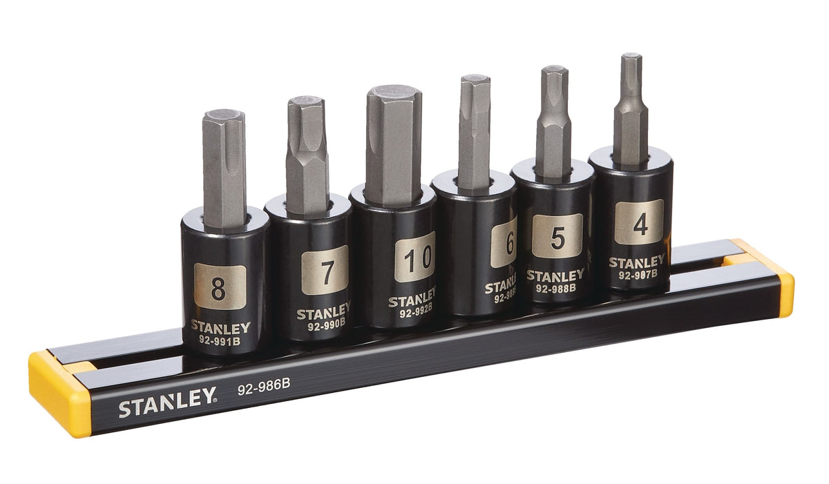 Stanley Professional Grade Black Chrome Hex Bit Socket Set, Metric, 6-pc