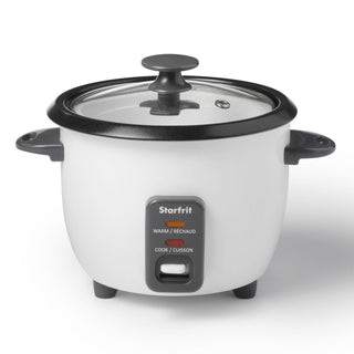 Starfrit 300W 6-Cup White Rice Cooker with Steam Basket