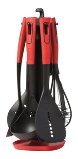 Starfrit Mixed Kitchen Utensil Set with Nylon Heads and Swivel Holder, 6-pc