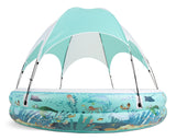 Stella & Finn Ocean Life Splash & Play Inflatable 2 Ring Canopy Pool, 86.6” x 86.6” x 64”