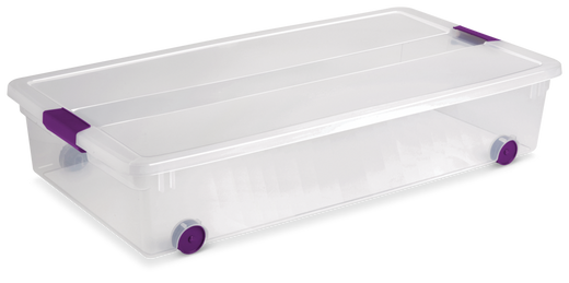 Sterilite ClearView Latch Wheeled Underbed Storage Box, 57-L