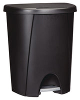 Sterilite Plastic D-Shaped Step Garbage Can, Black, 25-L