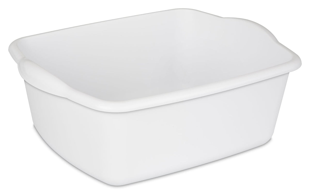 Sterilite Plastic Kitchen Wash Basin/Dish Pan For Home & Camping, White, 12-Quart