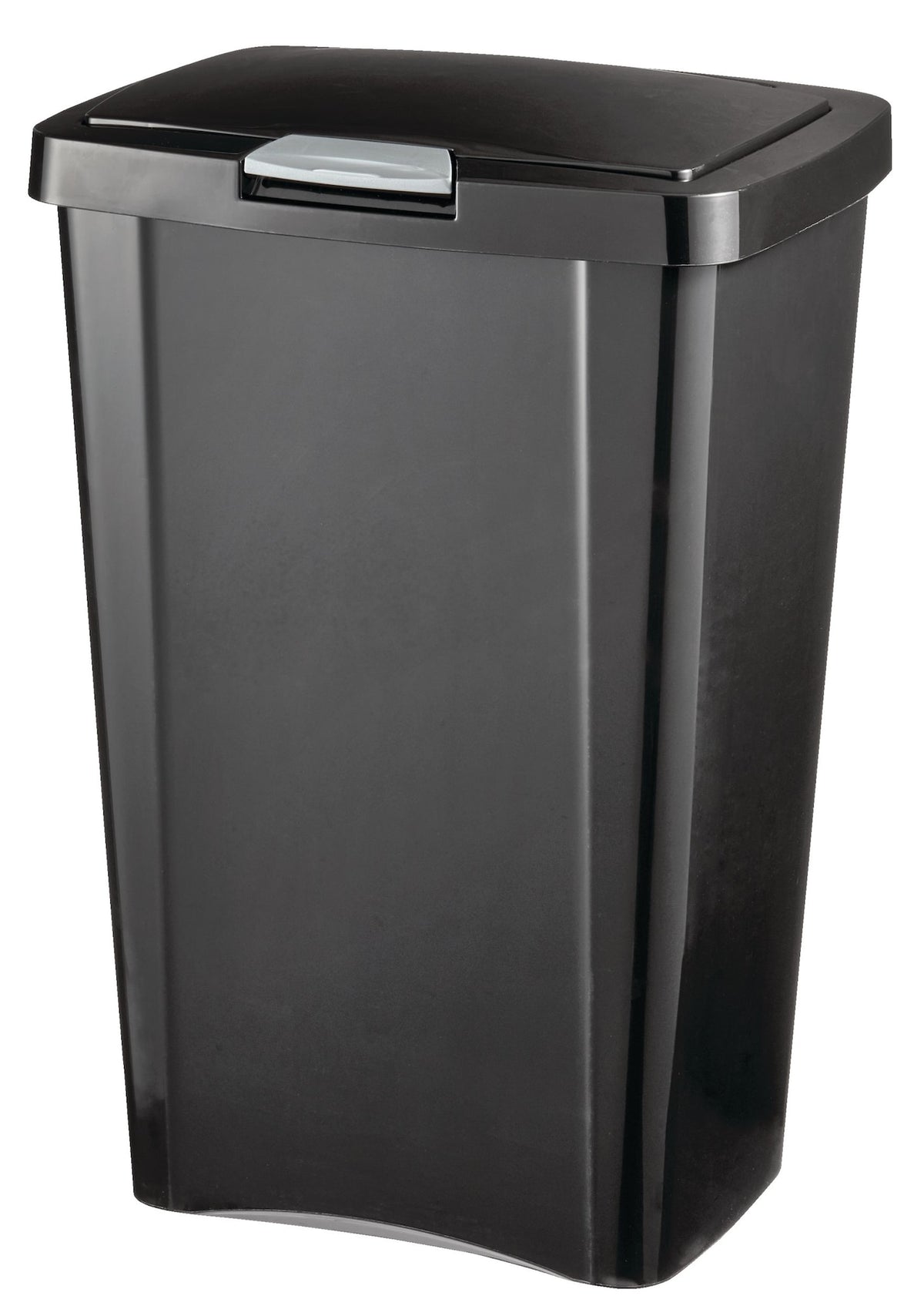 Sterilite Plastic Rectangular Springloaded Touch Top Garbage Can, Black, 49-L