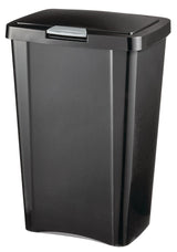 Sterilite Plastic Rectangular Springloaded Touch Top Garbage Can, Black, 49-L