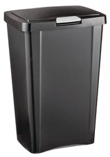 Sterilite Plastic Rectangular Springloaded Touch Top Garbage Can, Black, 49-L image 2