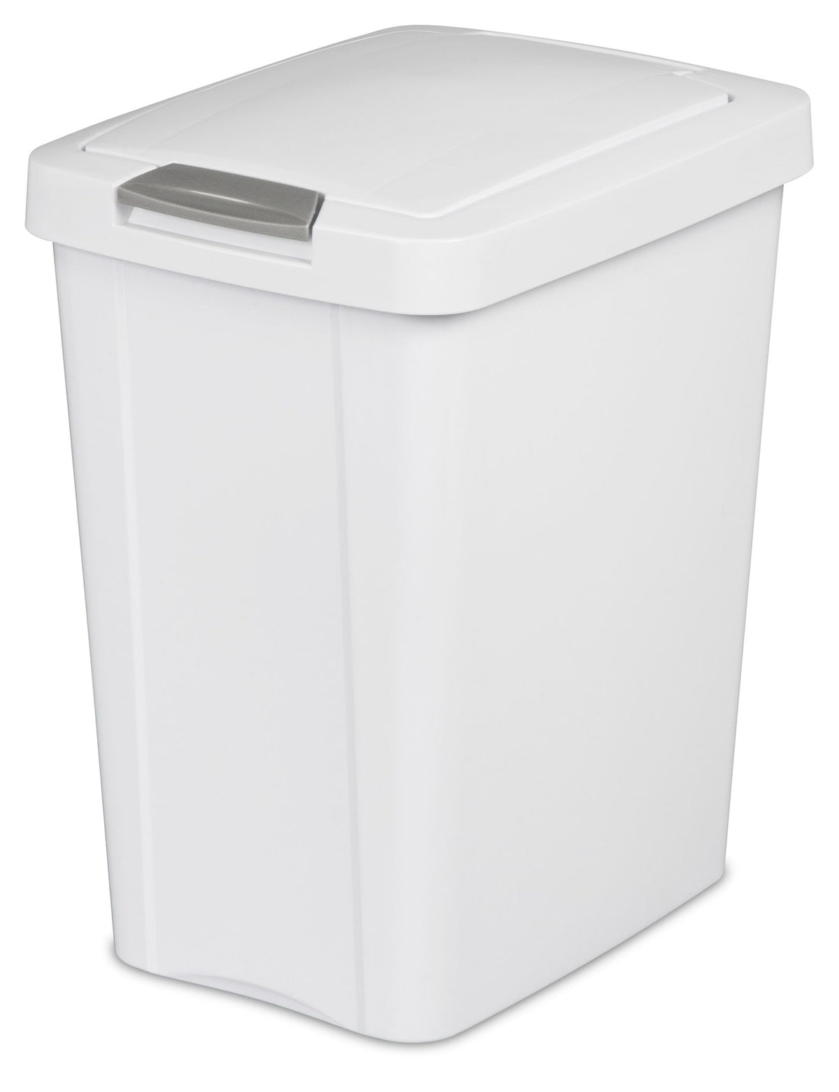 Sterilite Plastic Rectangular Springloaded Touch Top Garbage Can, White, 28-L