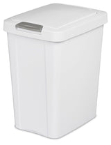 Sterilite Plastic Rectangular Springloaded Touch Top Garbage Can, White, 28-L