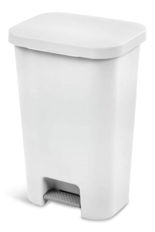 Sterilite Plastic Rectangular Step Garbage Can, White, 45-L