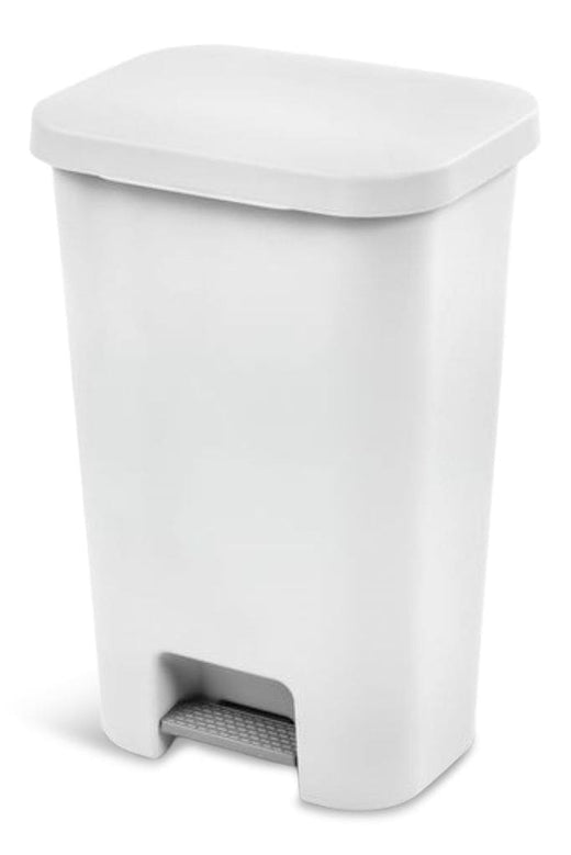 Sterilite Plastic Rectangular Step Garbage Can, White, 45-L