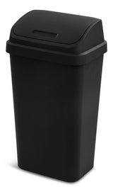 Sterilite Plastic Rectangular Swing Lid Garbage Can, Black, 49-L
