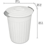 Sterilite Plastic Round Latching Utility Garbage Can, White, 23-L image 5
