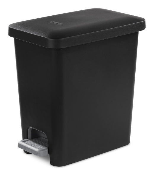 Sterilite Ultra Plastic Rectangular Step Garbage Can, Black, 10.2-L